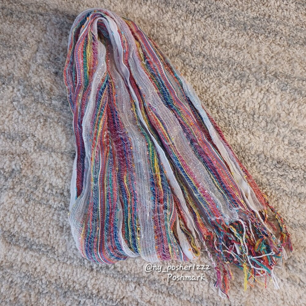 Multi-Colored Stripe Gauze Scarf